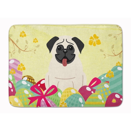 Carolines Treasures Easter Eggs Pug Cream Machine Washable Memory Foam Mat BB6004RUG